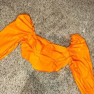 Cute orange off-shoulder crop top